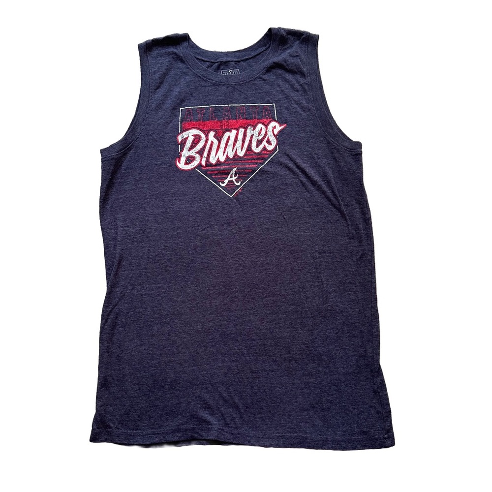 MLB Atlanta Braves Girls Tank Top Blue Red Logo Size XL Youth